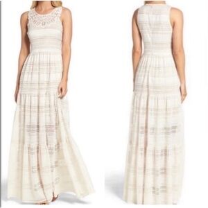 Eliza J Cream Lace Boho Maxi Dress